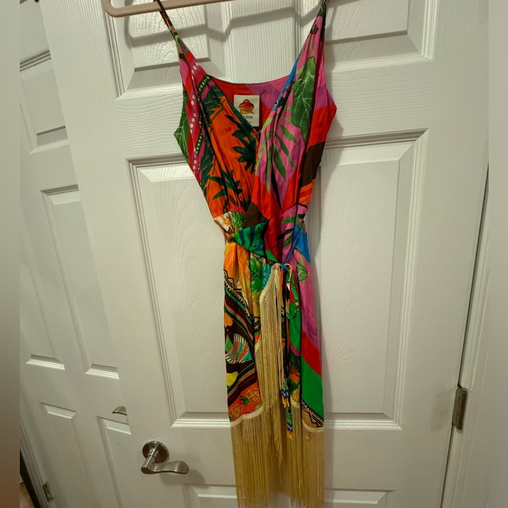 Farm Rio Wrap Dress with fringe and beads! Size M
